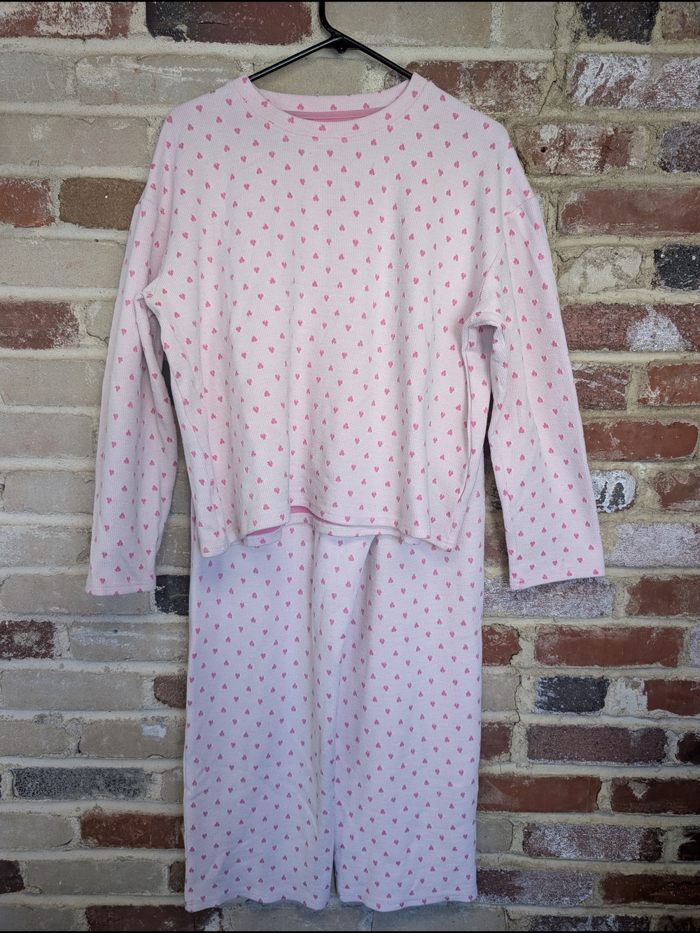 Women's Pink Heart Print Pajama Set
